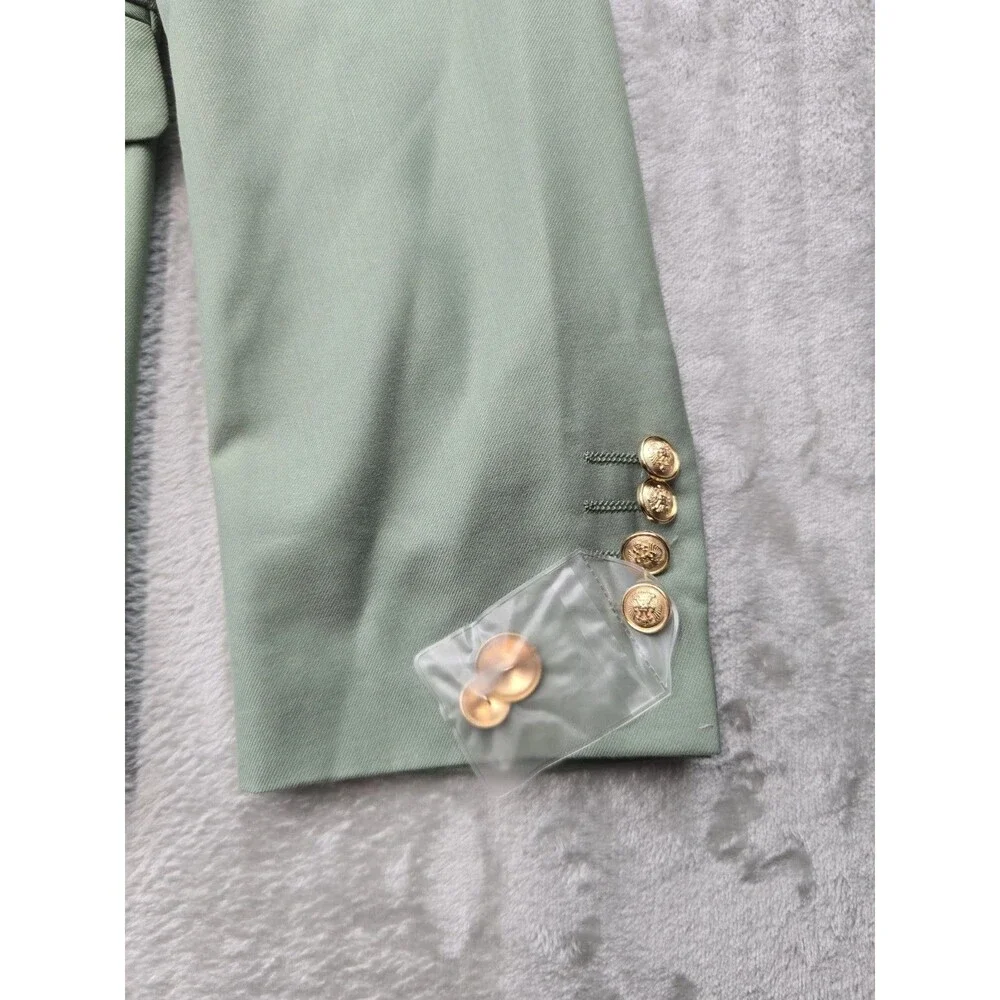 AO YAN Men Slim Fit Blazer Sage Dusty Green Gold Buttons Suit Jacket Size M NWT